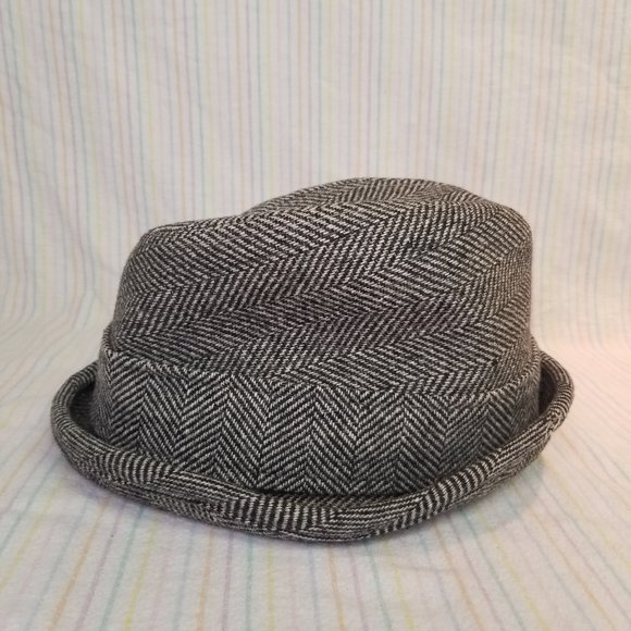 1950s 1960s Resistol Snap-Back Tweed Fedora Hat Black White Feathers Vtg Trilby - Picture 4 of 10